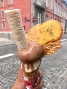 Ice cream with local bakery toppings at Une Gaufrette Saperlipopette.